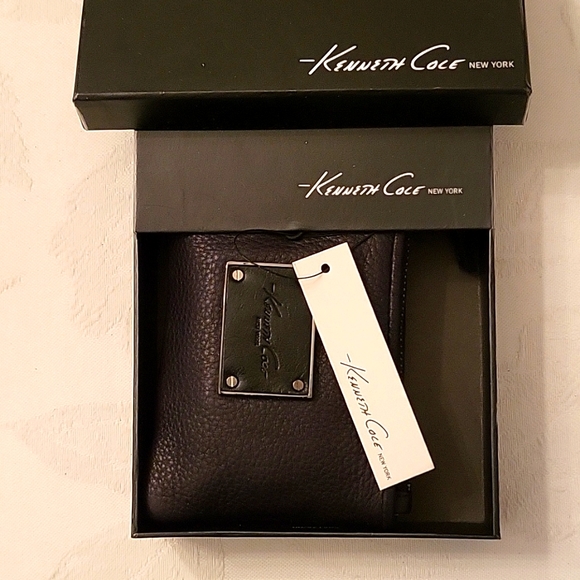 NEW Kenneth Cole Black Pebble Leather Wallet/Coin-Purse - Picture 9 of 15